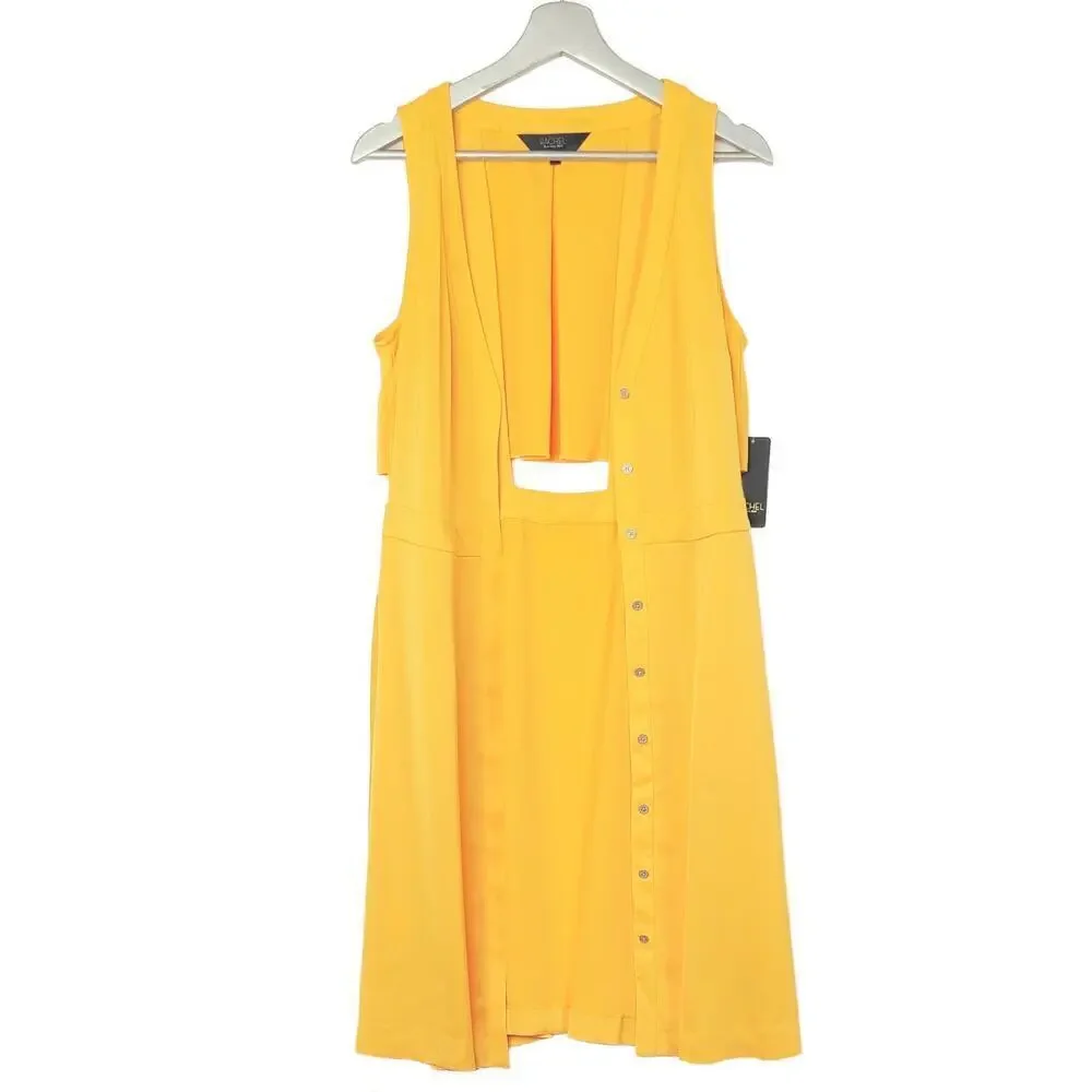 New Rachel Roy Women's V-Neck  Button Front Tie Waist Midi Dress - Picture 6 of 10